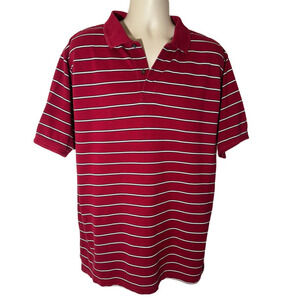 JoS. A. Bank Red with White/Black Stripe Short Sleeve Polo Shirt - XL
